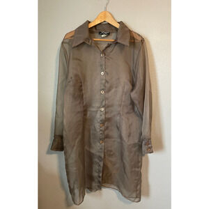 Vintage Xtrmz Women Jacket 18W Green Iridescent Chiffon Sheer Rave Grunge 90s